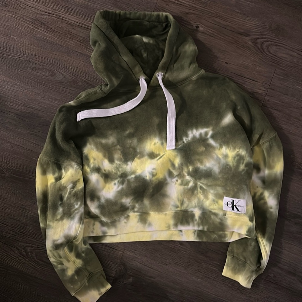 Calvin Klein tie dye cropped hoodie